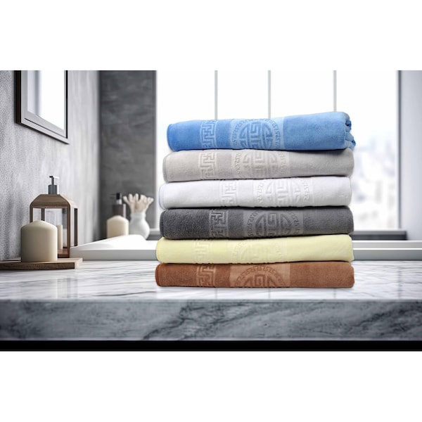 4 Piece Embossed Microfiber Bath Towel Set - Tan